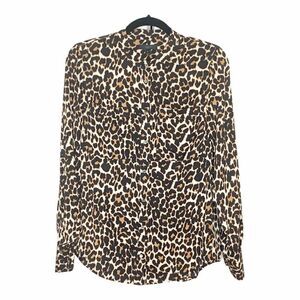 J. Crew Women’s Silk Leopard Print Button Down Blouse Top Size 4 Style E6419